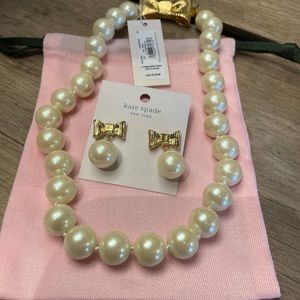 Kate Spade bow pearl necklace, matching earrings!
